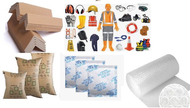 Nẹp góc carton, túi khí chèn hàng, gói hút ẩm, xốp bóng khí và bảo hộ lao động